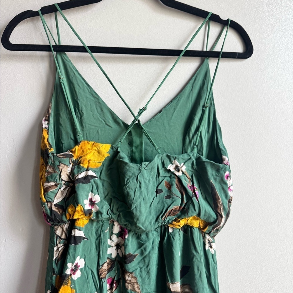 Urban Outfitters Floral Green Midi Dress Sz 2 Boho Cottagecore Y2K Spring - Picture 4 of 6
